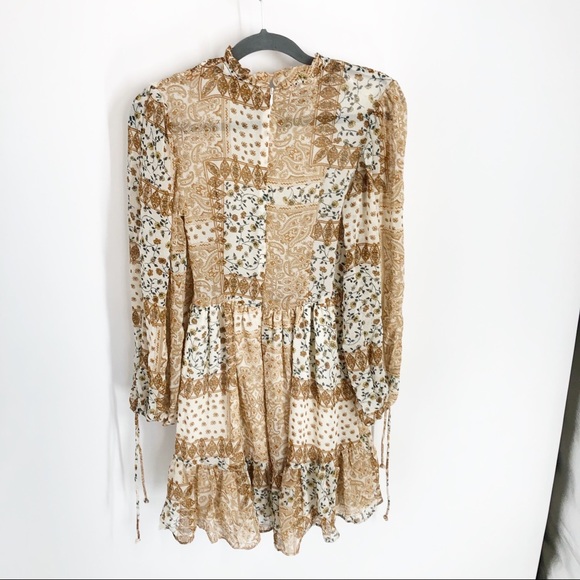 Saints + Secrets Made in Morocco  Patchwork Paisely Smocked Mini Dress S - Picture 6 of 6